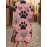 Women's Plus Size Pink & Black Glitter Paw Print Sweatshirt Dress - Long Sleeve All-Over Sparkling Pet Lover Sweater, Paw & Heart Collar, Machine Washable Winter Sweater Dress for Dog Owners, Valentine's Day Outfits