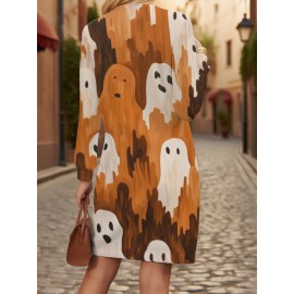 Stylish up the Ante Ladies Jumper with a 3D Orange Background, Perfect for Halloween. Made from Polyester, This Casual Sweatshirt Is Perfect for Fall and Winter with Long Sleeves and a Sport Dress.