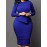 Plus-Size Women's Elegant Slim-Fit Wrap Dress - Navy Blue Pencil Skirt & A-Line Silhouette, Structured Waist-Cinching Office Church Wedding Guest Dress, Machine Washable Work Attire (No) for Year-Round Wear