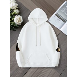 Plus Size Women'S Oversized Hoodie with Whimsical Cat & Coffee Print - Lightweight Pullover, with Golden Lettering & Cat Design, Kangaroo Pocket & Drawstring Hood, Machine Washable Casual Sweatshirt for Casual Attire, Cozy All-Season (Cat Lovers Gif