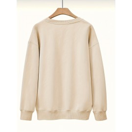 Elegant Women'S Game Day Crew Neck Sweatshirt | 260g, Long Sleeve, Geometric-Pattern, FallWinter Collection, Casual Style, Regular Fit