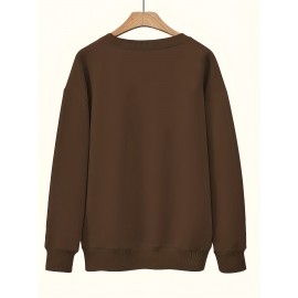 Elegant Women'S Game Day Crew Neck Sweatshirt | 260g, Long Sleeve, Geometric-Pattern, FallWinter Collection, Casual Style, Regular Fit