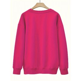 Elegant Women'S Game Day Crew Neck Sweatshirt | 260g, Long Sleeve, Geometric-Pattern, FallWinter Collection, Casual Style, Regular Fit