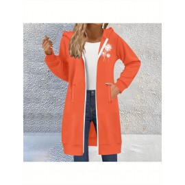 Women's Full-Zip Hooded Fleece Jacket - Double Zipper Winter Coat, Hooded Collar & H-Line Silhouette, Thick Warm Outerwear for Skiing, Snowboarding, Casual Wear - Machine Washable (No Belt) - All-Season Fleece Sweater