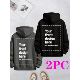 Set of 2 with a Custom Hoodie Featuring a Double-Sided Design - Personalized Style: -Blend Pullover, Long Sleeves, Machine Washable - Ideal for Fall And Winter, Appropriate for Both Casual And Formal Events, Comfortable Slim Fit