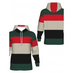 Men's Spooky Animal & Multicolor Striped Hoodie - Green/Red/Beige/Black/White All-Over Print Oversized Streetwear Sweatshirt with Front Pocket, Loose Fit Casual Wear & Hooded Pullover for Themed Events
