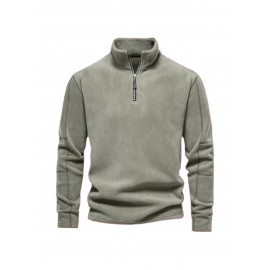 Navy Half-Zip Stand-Collar Top Warm Casual-Style Daily Outfit Comfortable Piece