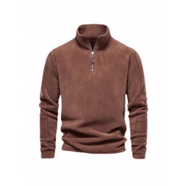 Navy Half-Zip Stand-Collar Top Warm Casual-Style Daily Outfit Comfortable Piece