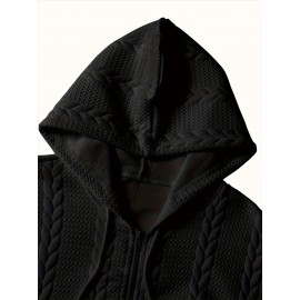 Men's Brown Hooded Jacket - Casual Zip-Up Winter Coat with Pockets, All-Season Polyester Outerwear, Golden-Tone Corduroy-Like Pocket Accent & Hooded Collar, Hand Wash/Dry Clean - Versatile for Smart-Casual & Formal Wear