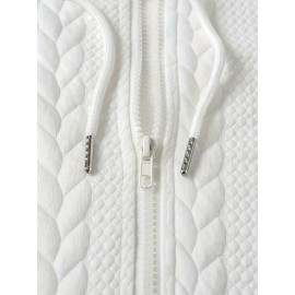 Men's Brown Hooded Jacket - Casual Zip-Up Winter Coat with Pockets, All-Season Polyester Outerwear, Golden-Tone Corduroy-Like Pocket Accent & Hooded Collar, Hand Wash/Dry Clean - Versatile for Smart-Casual & Formal Wear