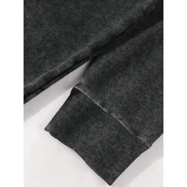 Men's Heavyweight 400gsm Washable Cotton Hoodie - Y2K Gothic Streetwear Sweatshirt with Skull & Chains Print, Grey/Black Oversized Pocket Pullover, Machine Washable Long Sleeve Hooded Sweater for Spring/Fall Casual Wear