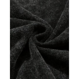 Men's Heavyweight 400gsm Washable Cotton Hoodie - Y2K Gothic Streetwear Sweatshirt with Skull & Chains Print, Grey/Black Oversized Pocket Pullover, Machine Washable Long Sleeve Hooded Sweater for Spring/Fall Casual Wear