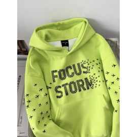 Creative American letter  printed hoodie high street sweatshirt design loose and lazy long sleeve top for men and women, Couple outfit