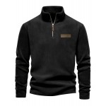 New Half-Zip Men's Top, Stand Collar Half-Zip Long Sleeve Pullover