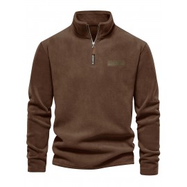 New Half-Zip Men's Top, Stand Collar Half-Zip Long Sleeve Pullover