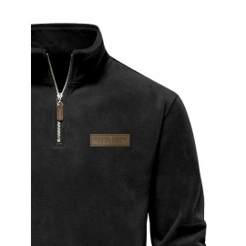 New Half-Zip Men's Top, Stand Collar Half-Zip Long Sleeve Pullover