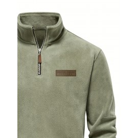 New Half-Zip Men's Top, Stand Collar Half-Zip Long Sleeve Pullover