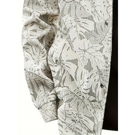 [Tropical Corduroy Jacket] Corduroy Men's Casual Jacket with Tropical Leaf Pattern | Multi-Pocket, Button-Up, All-Season Wear, Everyday Outerwear