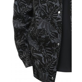 [Tropical Corduroy Jacket] Corduroy Men's Casual Jacket with Tropical Leaf Pattern | Multi-Pocket, Button-Up, All-Season Wear, Everyday Outerwear