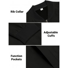 Lightweight Retro-Inspired Men's Casual Jacket - Solid Color, Baseball Collar, Machine Washable Zip-Up