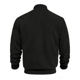 Lightweight Retro-Inspired Men's Casual Jacket - Solid Color, Baseball Collar, Machine Washable Zip-Up