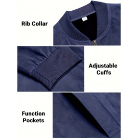 Lightweight Retro-Inspired Men's Casual Jacket - Solid Color, Baseball Collar, Machine Washable Zip-Up