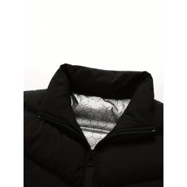 Men's Casual Sleeveless Stand Collar Vest, Thickened Warm Sweater, Autumn Winter Solid Color Zip-up Jacket, Coldproof Outdoor Top, Graphene Warmth, Fashion Webbing, Suitable for Daily Activities, Holiday Gift
