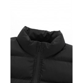 Men's Casual Sleeveless Stand Collar Vest, Thickened Warm Sweater, Autumn Winter Solid Color Zip-up Jacket, Coldproof Outdoor Top, Graphene Warmth, Fashion Webbing, Suitable for Daily Activities, Holiday Gift