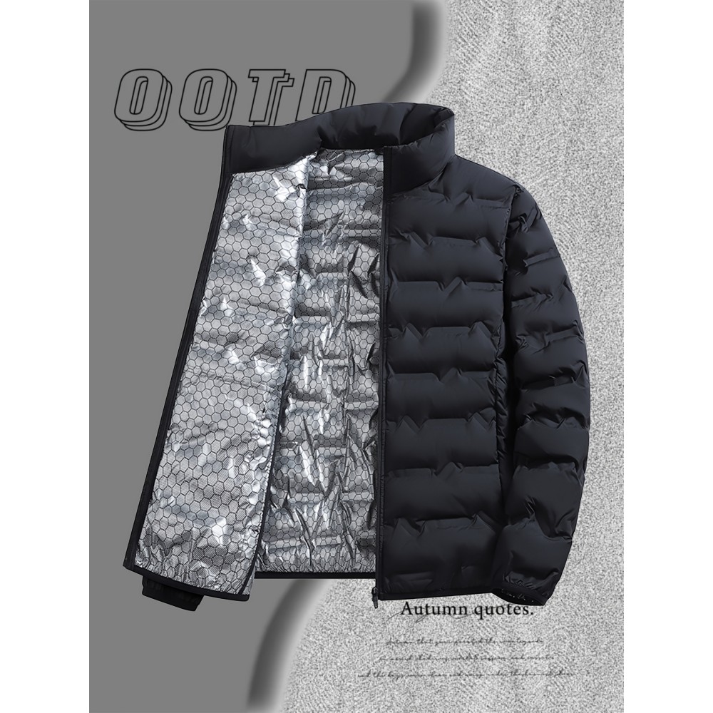 Men'S Stand Collar Thin Jacket | Casual Style, Regular Fit, Filler, Pocket Details, Autumn-Winter Trendy Short Coat