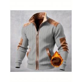 Men'S Jacquard Coat for Fall And Winter, Ideal for Relaxed Outdoor Use, Cardigan Style