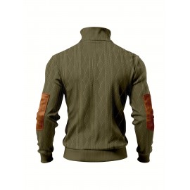 Men'S Jacquard Coat for Fall And Winter, Ideal for Relaxed Outdoor Use, Cardigan Style