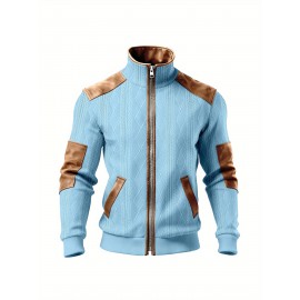 Men'S Jacquard Coat for Fall And Winter, Ideal for Relaxed Outdoor Use, Cardigan Style