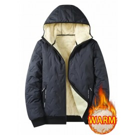 1pc - Men'S Hooded Long-Sleeve Jacket for Autumn/Winter, Featuring a Plush Lining, Ideal for Casual Wear with Pockets, Perfect for Outdoor Activities, Daily Commuting, Running, Fitness, Travel, Hiking, Work Attire, And As Gifts