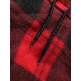 Trendy Hooded Plaid Jacket for Men, Perfect for Autumn And Winter, Made with Fleece And Durable Fabric