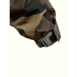 Men's Lightweight Camo Jacket - Casual Outdoor & Sports Hooded Coat, Durable Polyester, Machine Washable, Zip-Up with Pockets for Fishing, Hiking, Fishing Apparel|Casual Outdoor Wear|Half Zip Jacket