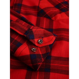 Trendy Men's Plaid Hooded Jacket - Thick Warm, Windproof & Cold-Resistant, Slim Fit, Vintage Style, Black & Red Geometric Pattern, Single-Breasted Button Front, Long Sleeve, Casual & Versatile for Winter Outings, Casual Winter Wear