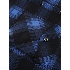 Trendy Men's Plaid Hooded Jacket - Thick Warm, Windproof & Cold-Resistant, Slim Fit, Vintage Style, Black & Red Geometric Pattern, Single-Breasted Button Front, Long Sleeve, Casual & Versatile for Winter Outings, Casual Winter Wear