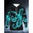 Men'S & Women'S 3D Glowing Neon Green & Octopus Tentacle Print Christmas Hooded Sweatshirt - Slim-Fit Long Sleeve Pullover with Pocket, Glowing Eyes, Soft Warm Fabric for Halloween & Xmas Parties, Casual Winter Sweater (Unisex Adult Sizes) - Ideal B