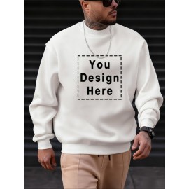 Personalized Custom Photo/Text Men's Sweatshirt - Custom Pictures, Family/Pet Photos, Add Your Own Text, Neutral Style Sweater for Christmas Gifts, Soft Comfortable Round Neck Pullover, Machine Washable (Upload Your Own Designs)
