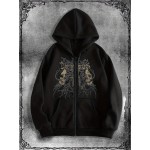Popular Original Skull Zip-Up Hoodie, a stylish streetwear choice for casual occasions, perfect to pair with trendy outfits