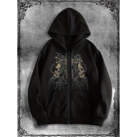 Popular Original Skull Zip-Up Hoodie, a stylish streetwear choice for casual occasions, perfect to pair with trendy outfits