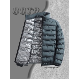 Men'S Stand Collar Thin Jacket | Casual Style, Regular Fit, Filler, Pocket Details, Autumn-Winter Trendy Short Coat